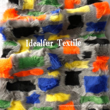 Multi Color Jacquard Short Pile Fake Raccoon Fur